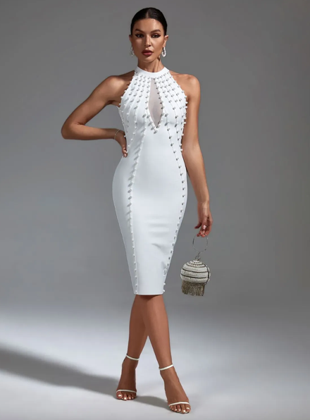Luxuriöses Weißes Bandage Kleid