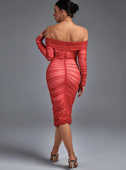 Elegantes Rotes Midi-Kleid