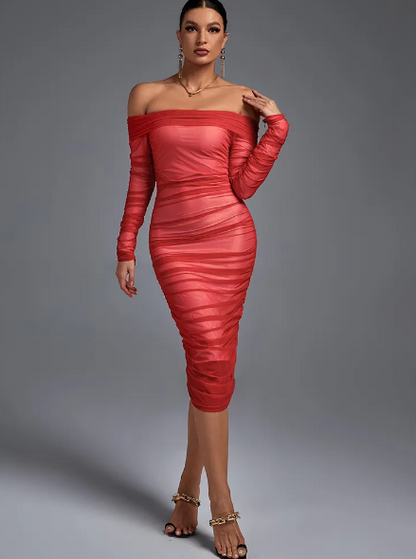 Elegantes Rotes Midi-Kleid